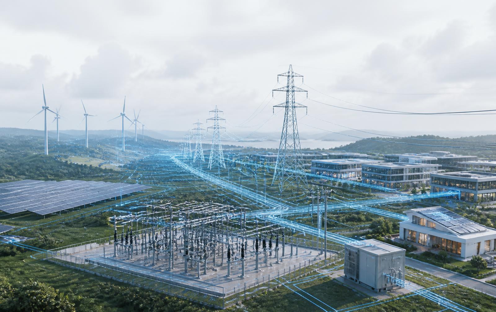 A connected landscape of renewable generation, grid infrastructure, buildings and homes